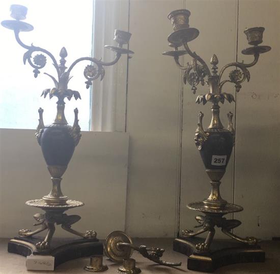 Large pair mid Victorian marble and gilt metal candelabrum (a.f.)